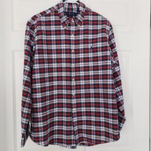 Ralph Lauren Custom Fit Navy Red Green Plaid Button Down Shirt 100% Cotton Sz XL
